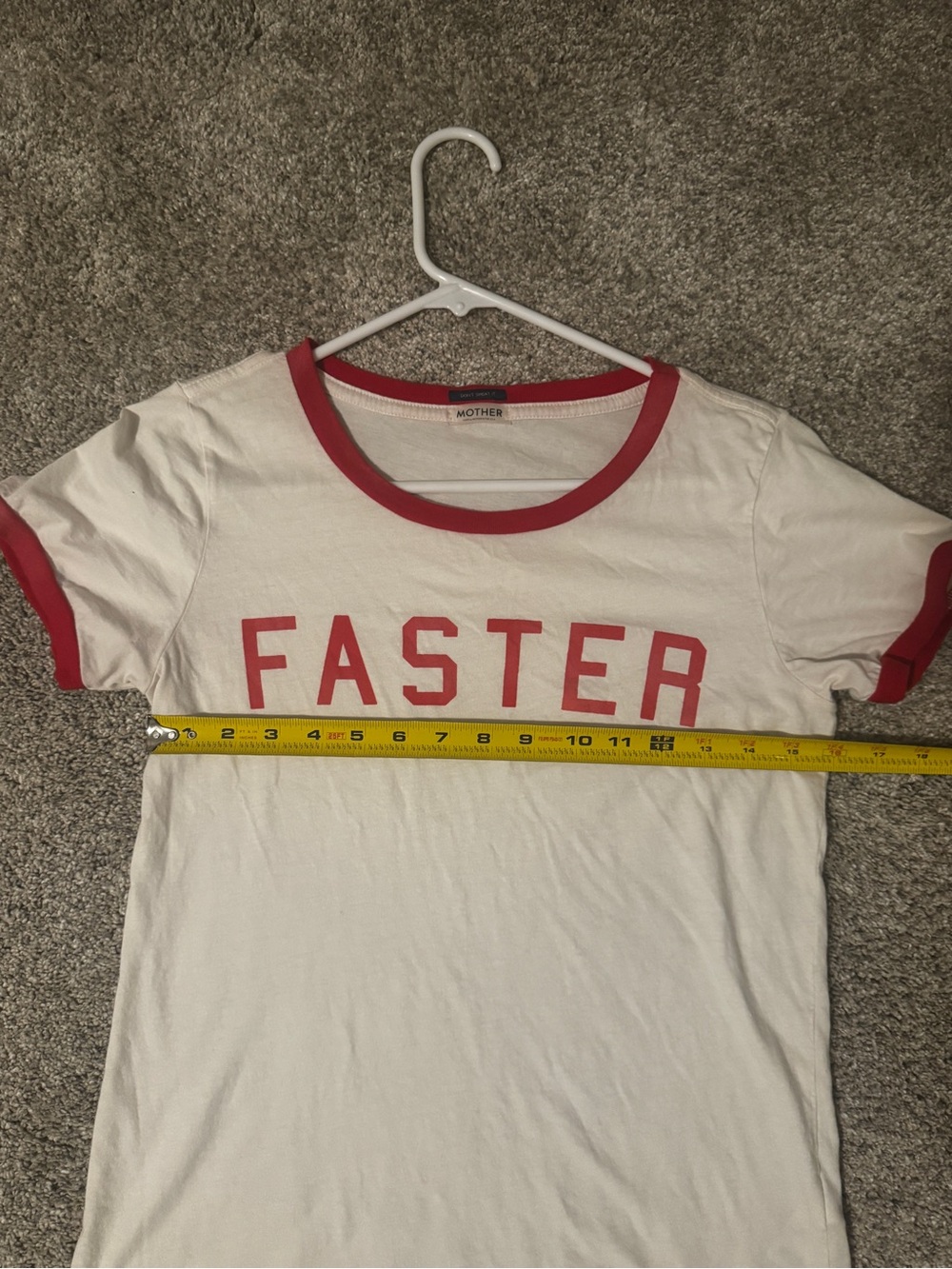 MOTHER White Tee with Red Ringer Trim and FASTER Graphic - Picture 6 of 6